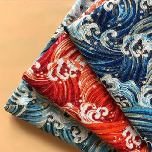 Wave Patterns Cotton Linen Patchwork Fabric Abrasion-Resistant Canvas Material Sewing Quilting Cloth Various Sizes Width 150CM