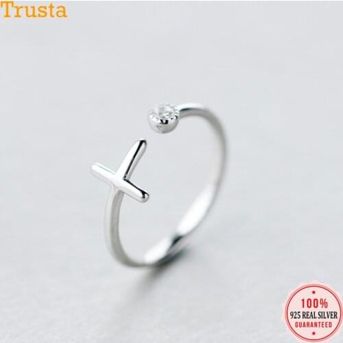 Trustdavis 100% 925 Solid Real Sterling Silver Cross CZ Opening Rings Size 6 7 8 Wonderful Gift For Girls Teen Ladys DA132