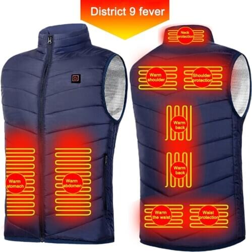 Smart Heated Vest Men Coat USB Charging Electric Waistcoat Zipper Heating Thermal Jacket Winter Stand-Up Collar lWarm Clothes