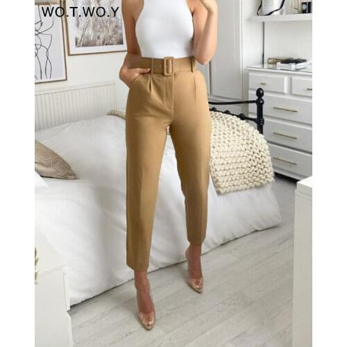 Женские брюки с высокой посадкой WO.T.WO.Y China At AliExpress