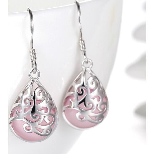 New 2017 Hot Sale Design Fashion Moonlight Opals 925 Sterling Silver Drop Earrings for Women Jewelry Wedding Gift Drop Shipping