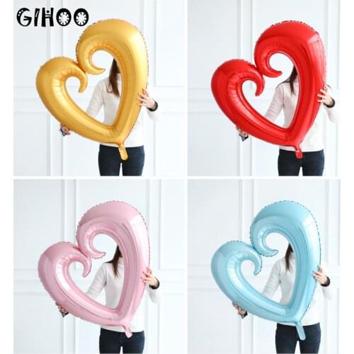 1/2pcs 40 inch giant Hook Hollow Foil Balloon Red Gold Heart Balloon For Valentines Day Wedding Party Decora Large Size Globs