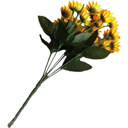 1 Bouquet 15 Heads 7 Branches Artificial Faux Silk Sunflower Home Party Decor