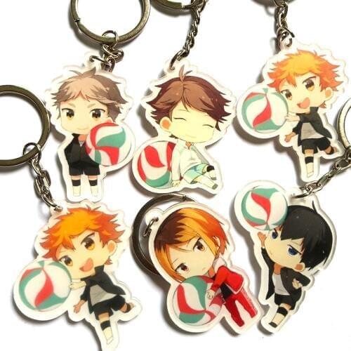 1pcs Anime Haikyu Nekoma High School Volleyball Kozume Kenma Kiyoko Pendant Keychain Keyrings Portachiavi kulcstarto