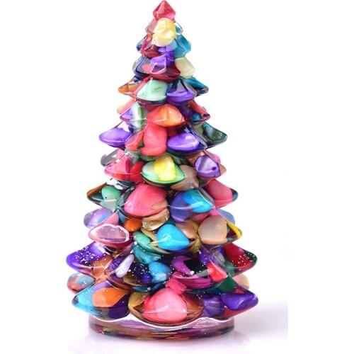 1pc Resin Natural Luck Tree Ornaments Handmade Reiki Crafts Figurine Christmas Trees Silicone Home Decoration Holiday DIY Gift