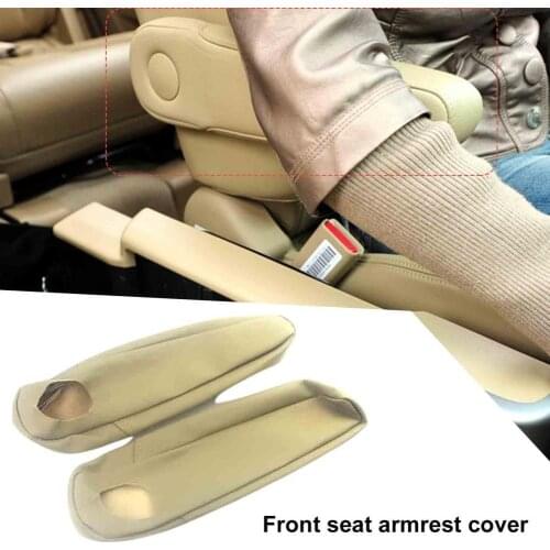 2Pcs/Set Seat Armrest Cover Unique Non Slip Beige Faux Leather Front Seat Armrest Pad for Honda Odyssey 05-10