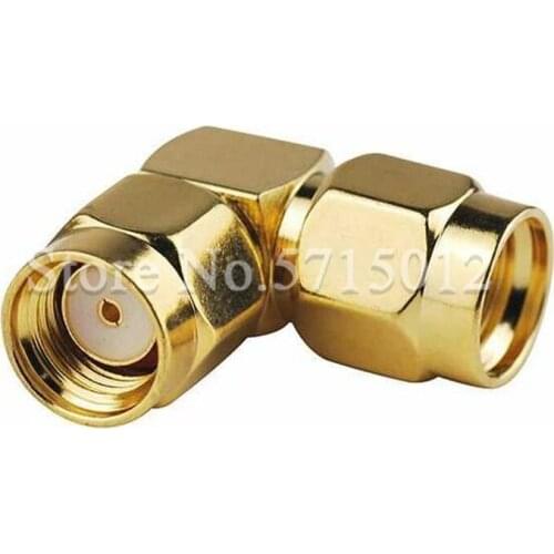 2pcs RP-SMA-JJW SMA Famale Head Turn to Famale Head 90 Degree Bend Socket RF Adaptor Cable Connector Converter