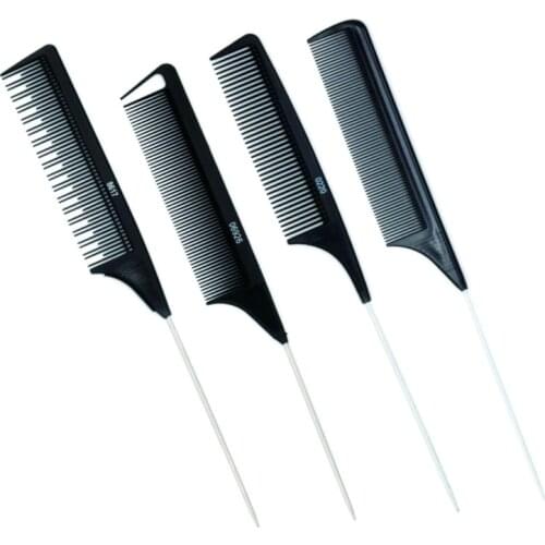 2021 Hair Salon Beauty Special Steel Needle Tip Tail Hair Comb Hairdressing Plate Hair Styling Anti-static Dense Tooth Comb