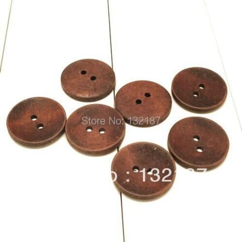300pcs/lot 2-hole natural wood buttons brown color sewing buttons flatback 15mm/18mm free shipping WOOD 032