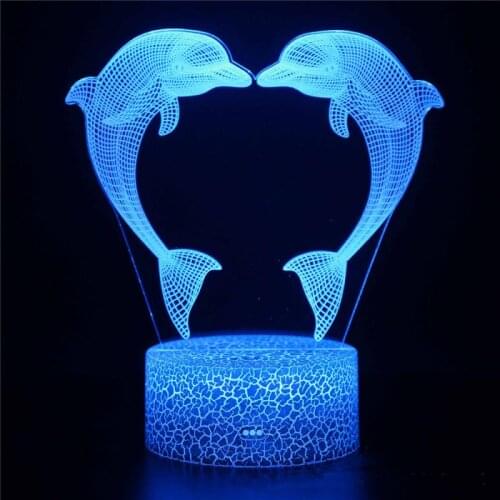 3D LED Night Light Dolphin Series Table Lamp 7/16 Colorful Change Touch Remote Control Desk Lamp Home Decor USB Acrylic Light