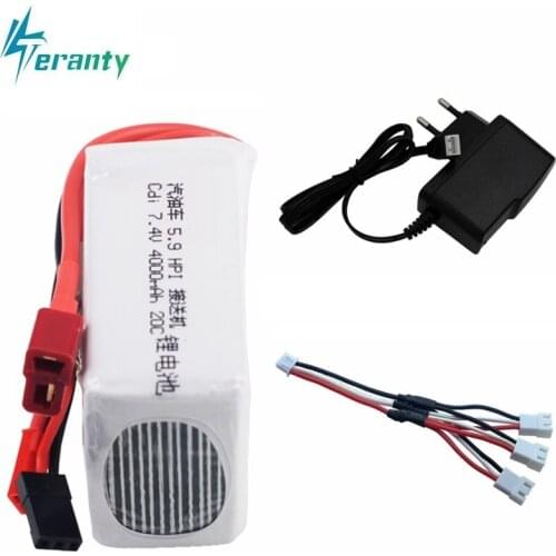 7.4v 4000mah lipo battery and charger for HPI XL OCTANE gasoline 5.9 1/8 for 7.4V 20C Cdi receiver lithium battery