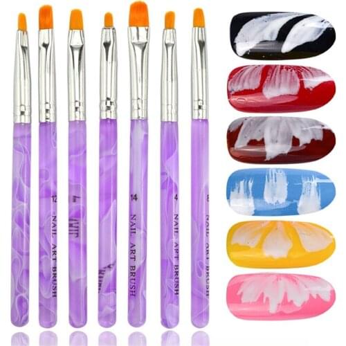 7Pcs/Set New Design Nail Art Brush Pens Acrylic Nail Brushes UV Gel Nail Polish Painting Drawing Brushes Set Manicure Tools Kit