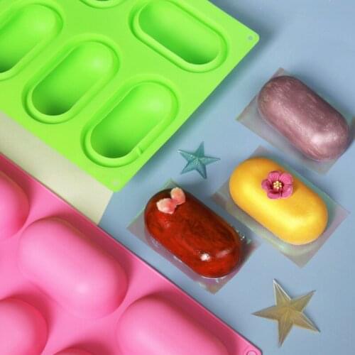 8-cavity capsule oval silicone mousse cake mold French baking dessert pudding jelly mold Handmade soap mold