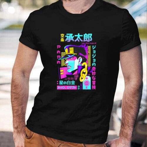 Anime Jojo Bizarre Adventure T Shirt Men Short Sleeved Vintage Vaporwave Aesthetic Yoshikage Kira Tops Cartoon Kujo Manga Tee