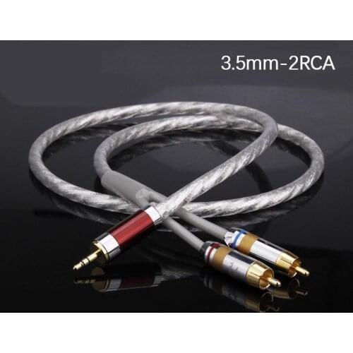 HIFI 3.5mm to 2RCA audio cable mobile TV computer with amplifier audio cable