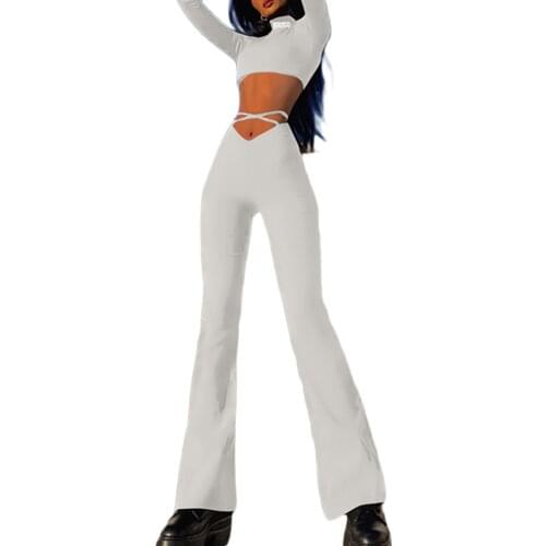 Female Trousers Adults Solid Color High Waist Bell-Bottomed Pants for Spring Fall White Black Purple Green XS/S/M/L