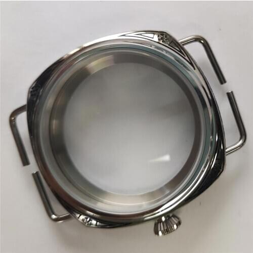 45mm Case for ETA 6497/6498 Watch Movement 316L Stainless Steel Carved Hand-Winding Polished Watch Case for ETA 6497/6498