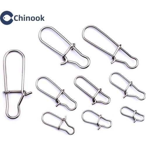 Chinook 10 Pcs Stainless Steel Super Strong pin Fishing Barrel Swivel Safety Snaps Hook Lure Accessories Connector Fishing Acces