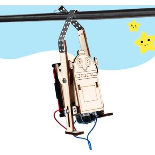 Wooden Electric Climbing Robot Model Blocks DIY Kids Assembling Toy Science Kit Children Educational Gift