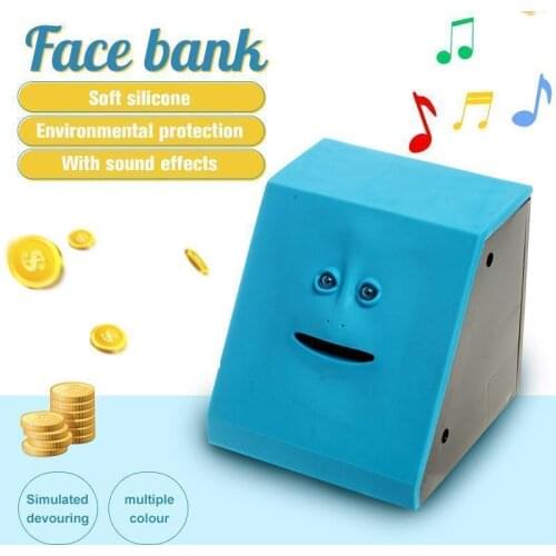 Children Sensor Coin Box Cute Face Bank Money Safe Box Piggy Banks Eat For Money Saving Creative Safes Piggy Bank Gift Dropship