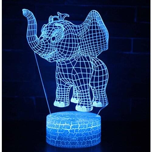 Kids Christma Gift Home Decoration Touch Led Lamp 3d Night Light Elephant Series 7/16Color Change LED Table Desk Lamp