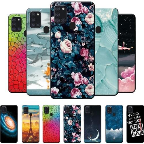 For Samsung Galaxy A21S Case Galaxy A31 A41 Bumper TPU Silicone Phone Back Cover For Samsung A51 A71 A21S Cases Cartoon Scenery