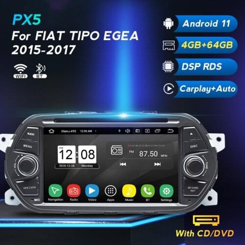 DSP 4G+64G Android 11 4G LTE Car DVD Stereo Multimedia Player for FIAT TIPO EGEA 2015 2016 2017 Radio GPS Navi Unit Craplay+Auto