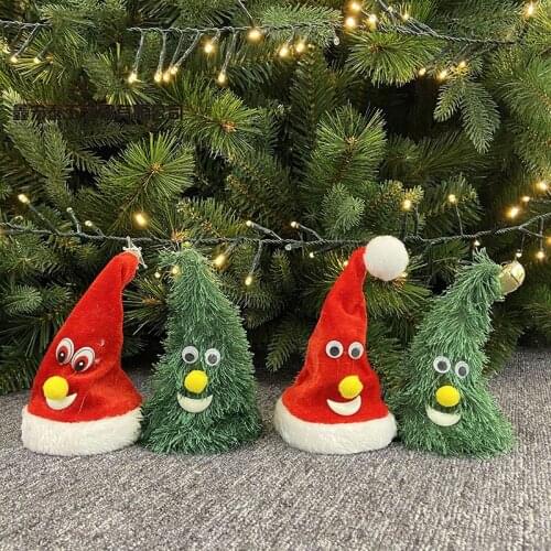 Electric Christmas Hat Plush Toy Children Toys Gift Sing Glowing Swing Music Xmas Hats for Christmas Tree Decoration