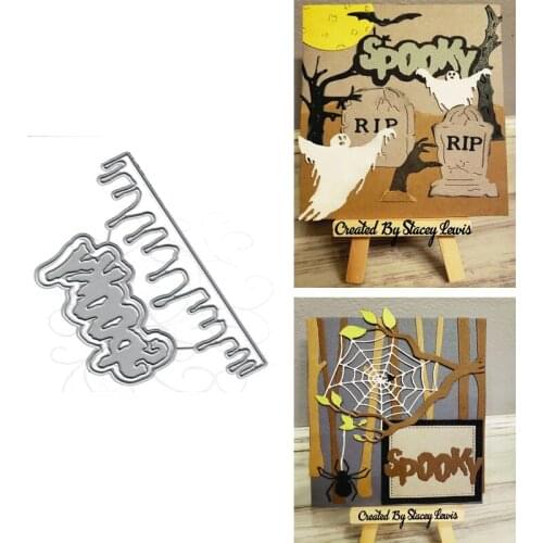 Halloween background word Metal Cutting Dies Cutting Mold Scrapbook Paper Craft Knife Mold Blade Knife Impact Protection Pads
