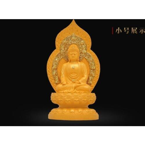 Greco-Buddhist HOME OFFICE Talisman Protection # Southeast Asia GOLDEN Amitabha Buddha statue-FREE SHIP 19CM TALL