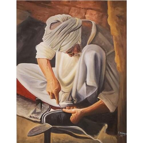 GATYZTORY Old man DIY Painting By Number Repair shoes Abstract Kits Coloring By Numbers Oil Painting On Canvas Home Decor Gift