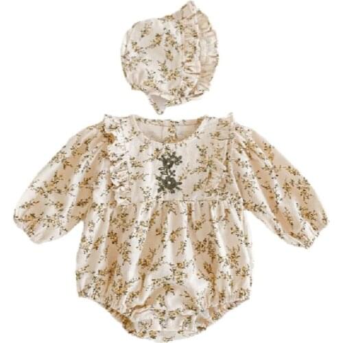 Newborn Baby Romper for Girl Fashion Embroidery Long Sleeve Jumpsuits 2021 Autumn New Cotton Thicken Kids Clothes Girls 0-2Y