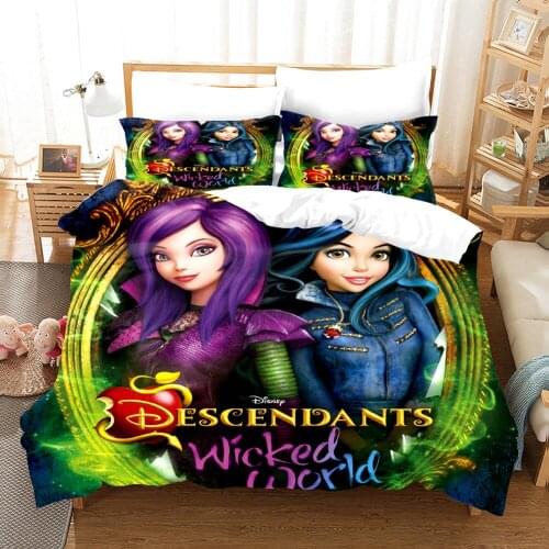 Disney Descendants 2 Bedding Set Twin Quilt Duvet Cover for Kids Bedroom Boys Double Bed Linen Set Single Queen King Bedspread