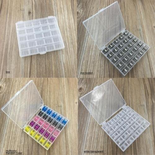 Sewing Thread Bobbin Box Container Boxes Transparent Plastic Multicolor Bobbin Sewing Machine Holder Holds 25 Storage Organizer