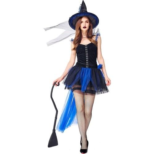 Halloween Carnival Party Costume Two-color Optional Lace Long Tail Witch Skirt Stage Performance Costume Cosplay Costumes