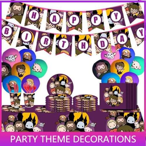 Magical Wizard Party Supplies with Plates Napkins and Tablecloth, Great for Wizard Magician Birthday Themed Parties