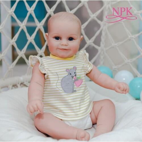 NPK 48CM small Size Reborn Baby Toddler Girl Maddie Soft Body Flexible Hand-Drawing Hair 3D Skin Tone with Veins premie size