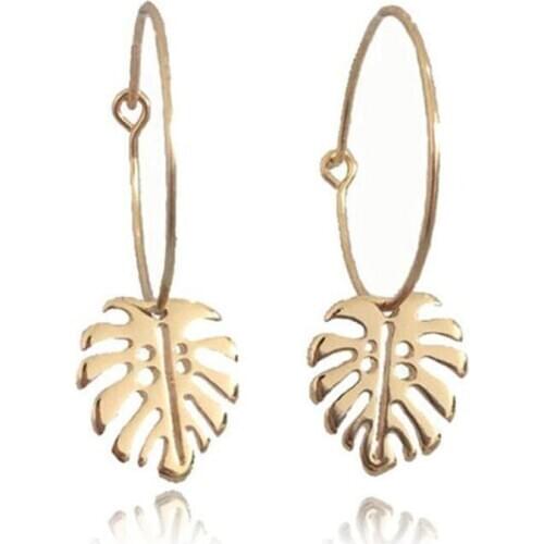 Fashion Stainless Steel Hollow Out Leaf Clip Earrings Elegant Lady Gold Earrings Party Jewelry