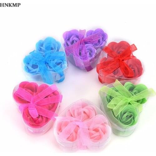 Flower Soap Rose Soap 3Pcs Scented Rose Flower Petal Bath Body Soap Wedding Party Gift Case Christmas Festival Decoration
