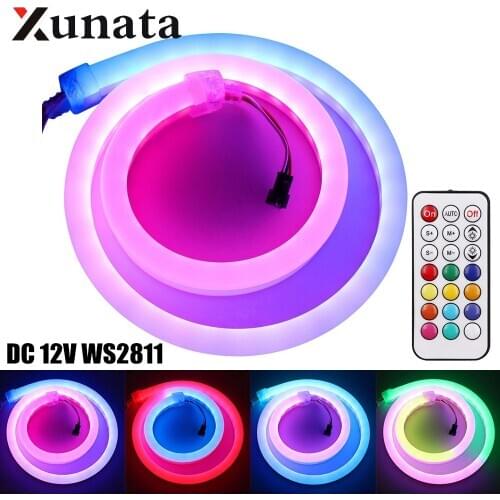 DC 12V 5050 RGB LED Neon Rope WS2811 WS2812 Waterproof Programmable Addressable LED Strip Light Tape Lamp 1M 2M 5M