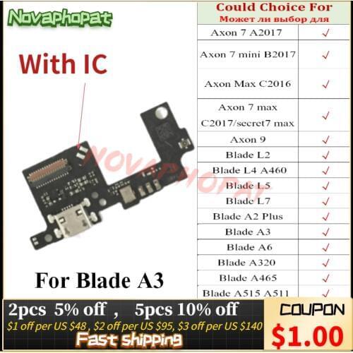 Novaphopat For ZTE Axon 7 9 Max Mini A2017 B2017 C2016 C2017 Blade L2 L4 L5 L7 USB Dock Charger Charging Port Flex Cable Board