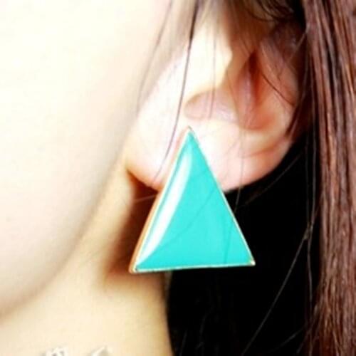 2021 New Girls Fashion Punk Style Colorful candy-colored Geometric Triangle Stud Earrings For Women Jewelry Accessories