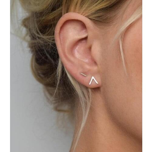 PAIR) Handmade Bar Stud Earrings 925 sterling Silver Line Earrings Tiny Studs Minimalist jewelry perfect for everyday wear new