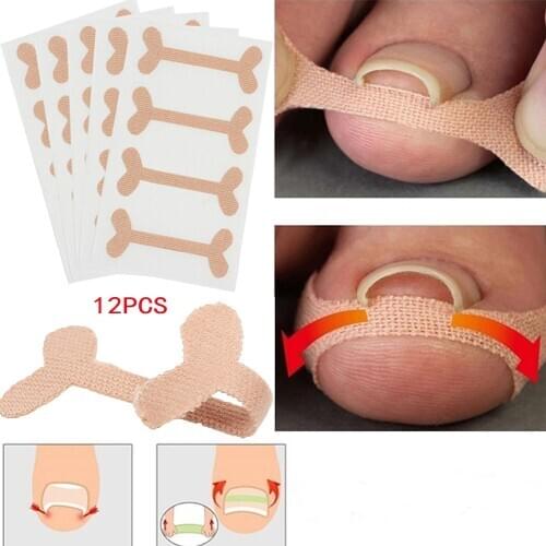 12pcs/set Toenails Band Aid Ingrown Relief Pain Paronychia Correct Pedicure Elastic Force Sticker Repair Bandage Toe Nail Care