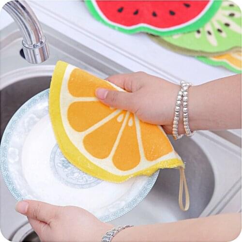 Hangable Cartoon Fruit Pattern Hand Towels Soft Baby Hand Towel Childrens Cute Handkerchiefs Kitchen Absorbent Cleaning Towels