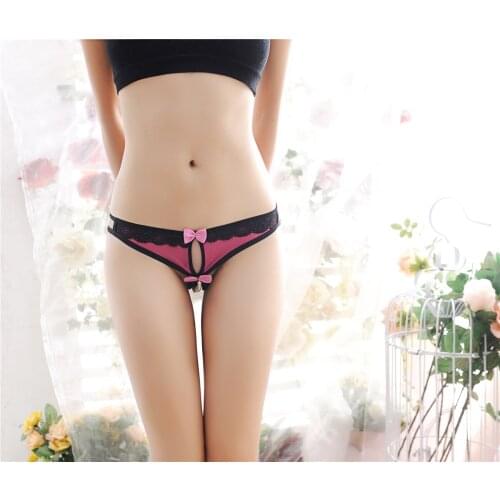 Sexy Pearl Panties Women Lace Seamless Thongs Solid Color Erotic Open Crotch Underwear Crotchless Massaging G-Strings