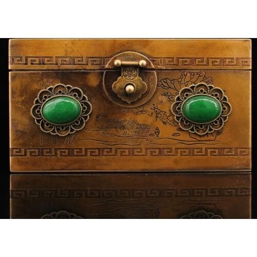 Collect old pure copper and make inlaid gem box by hand