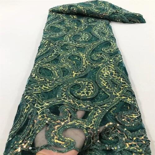 Sequins Tulle Lace African Lace Fabric 2021 Beautiful High Quality French beads Lace Fabrics 5 Yards For Wedding dress r68-74