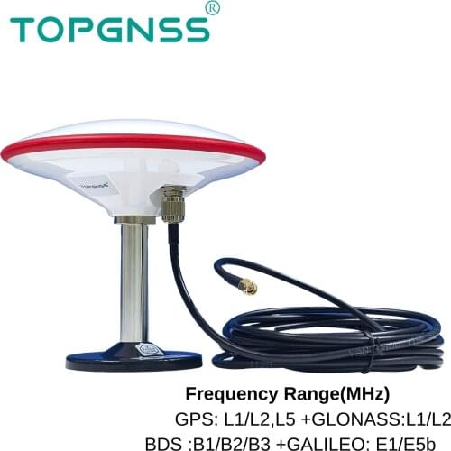High-precision RTK GNSS antenna L1 L2L 5 ZED-F9P GPS Antenna high gain CORS Antenna TNC 3-12V GPS GLONASS GALILEO BDS, TOP109
