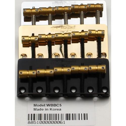 Wilkinson WBBC5 Five 5 Strings Electric Bass Bridge With Brass Saddles For Precision Jazz Bass Chrome Silver Black Gold